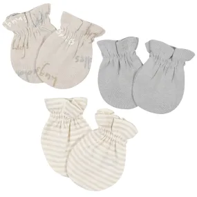 3-Pack Baby Neutral Safari No Scratch Mittens