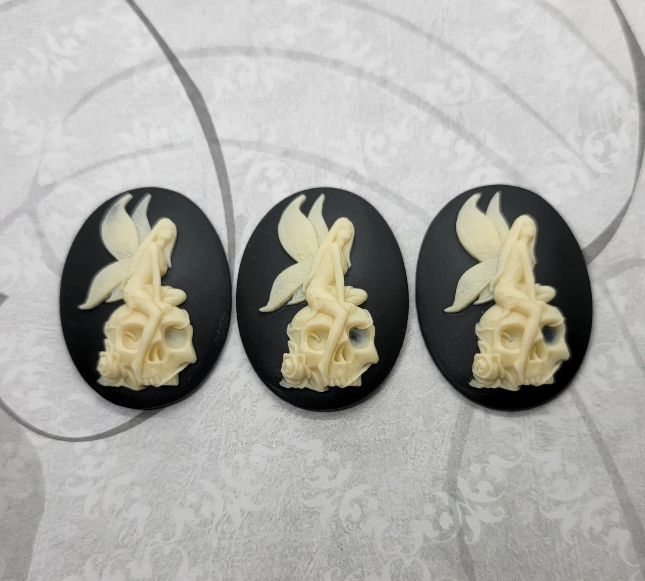 40x30mm Skull Zombie Fairy Cameos (3) - L911