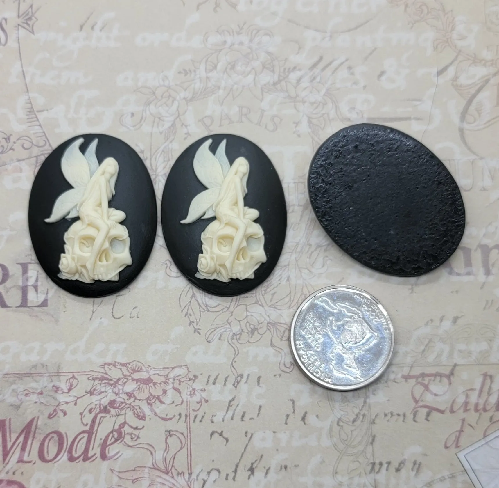 40x30mm Skull Zombie Fairy Cameos (3) - L911