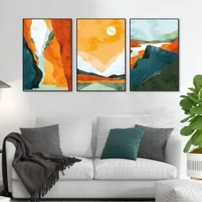 Abstract Art Landscape Floating Canvas Wall Painting Set of Three