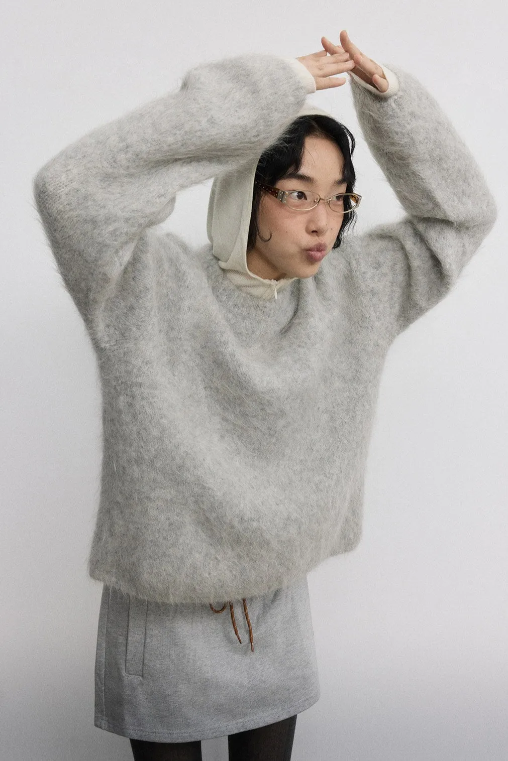 Alpaca wool blended long hair sweater | 6 color