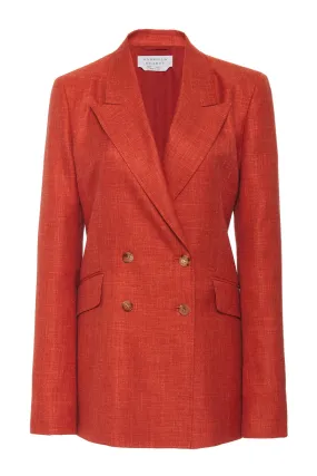 Angela Blazer in Orange Wool and Silk Linen