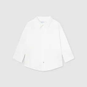 Baby Boy Basic Linen Roll Sleeve Shirt | White