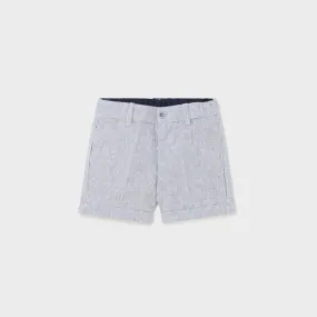 Baby Boy Linen Cuffed Shorts | Navy Seersucker