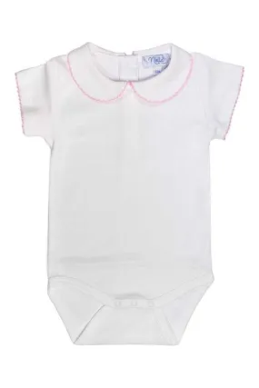 Baby White Onesie with Pink Trim