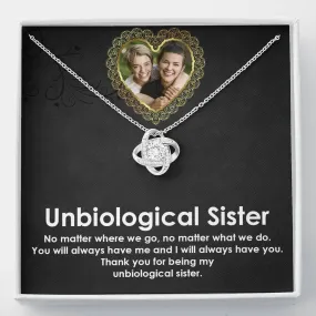 Best Unbiological Sister Necklace For Christmas-Love Knot Necklace With Touchy Quotes