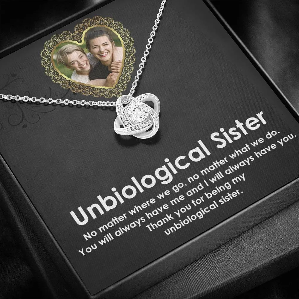 Best Unbiological Sister Necklace For Christmas-Love Knot Necklace With Touchy Quotes