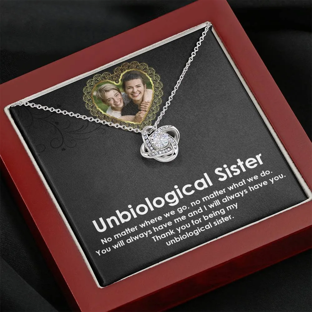 Best Unbiological Sister Necklace For Christmas-Love Knot Necklace With Touchy Quotes