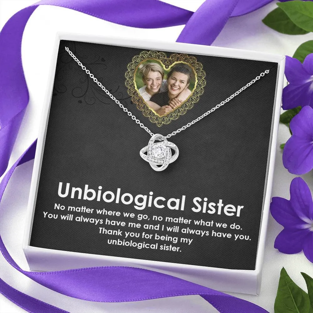 Best Unbiological Sister Necklace For Christmas-Love Knot Necklace With Touchy Quotes