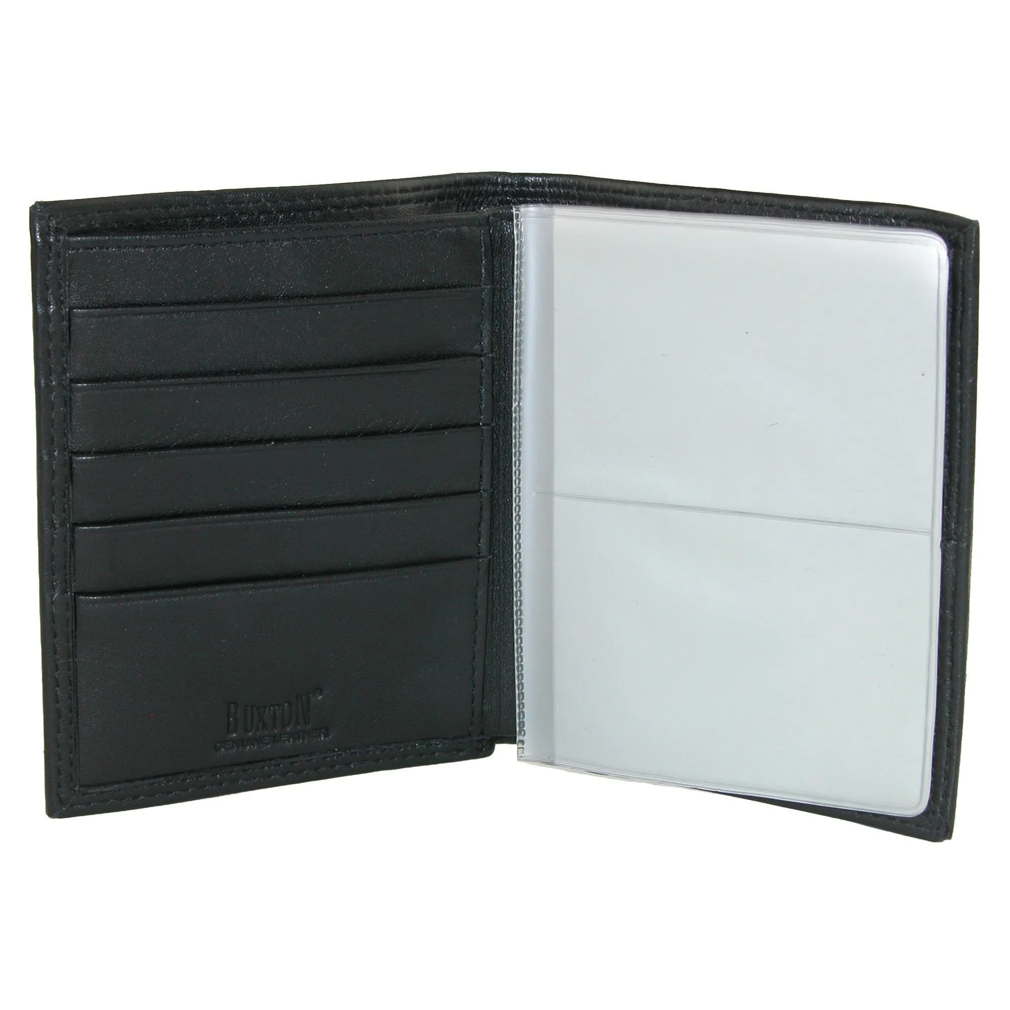 Buxton Men's Emblem Leather Credit Card Folio Pocket Secretary