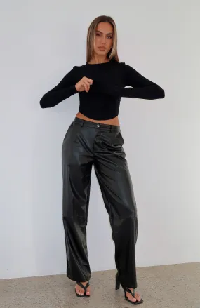 Catch My Vibe PU Pants Black