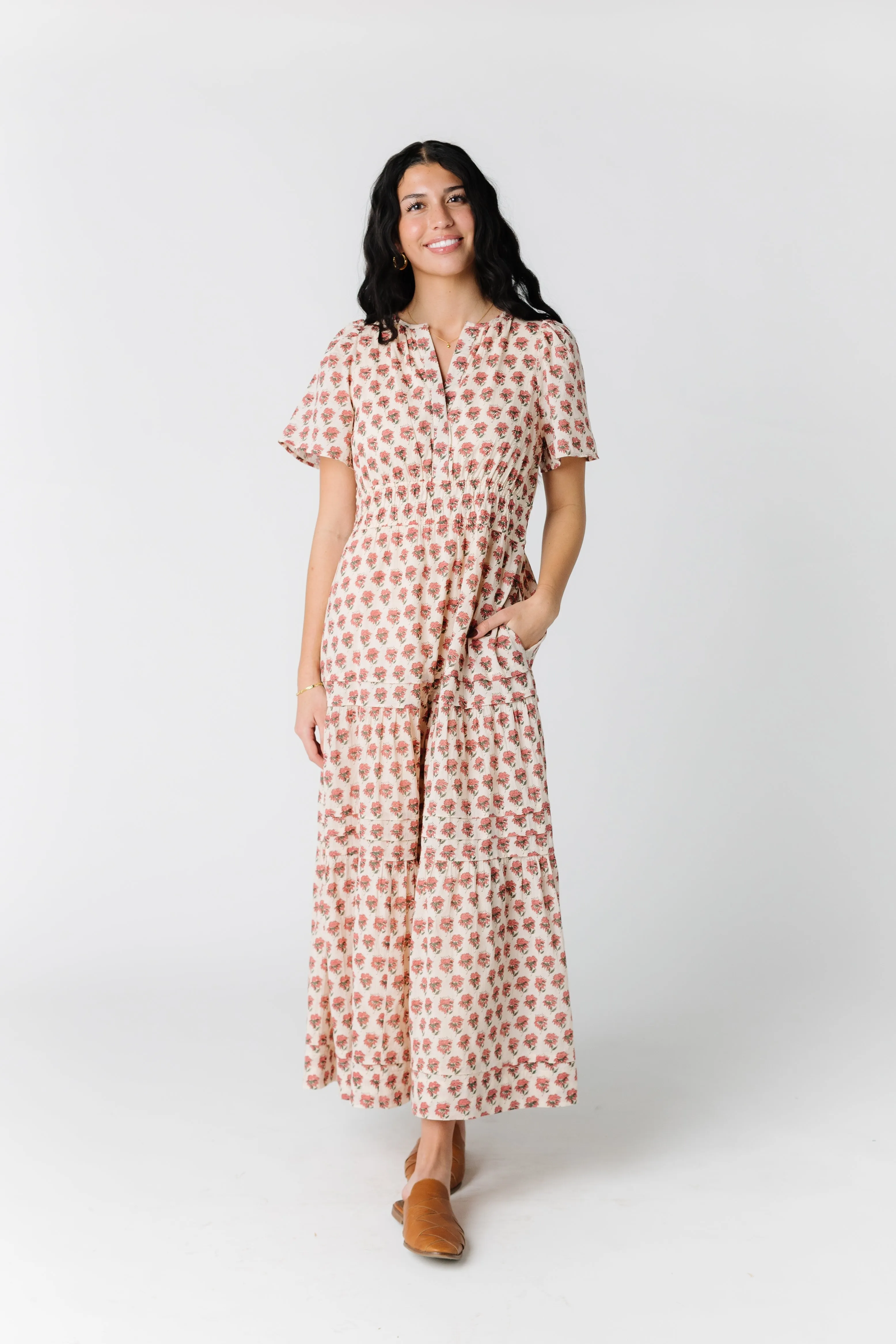 Citrus Shae Print Dress - Peach Print