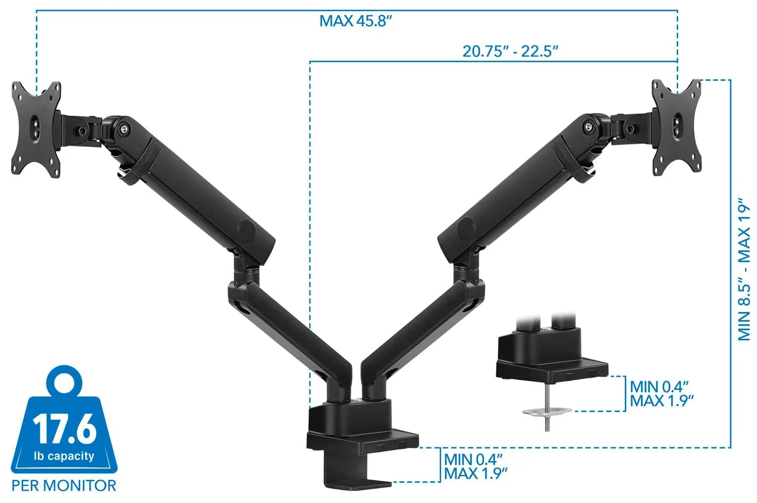 Dual Monitor Desk Mount With Mechanical Springs