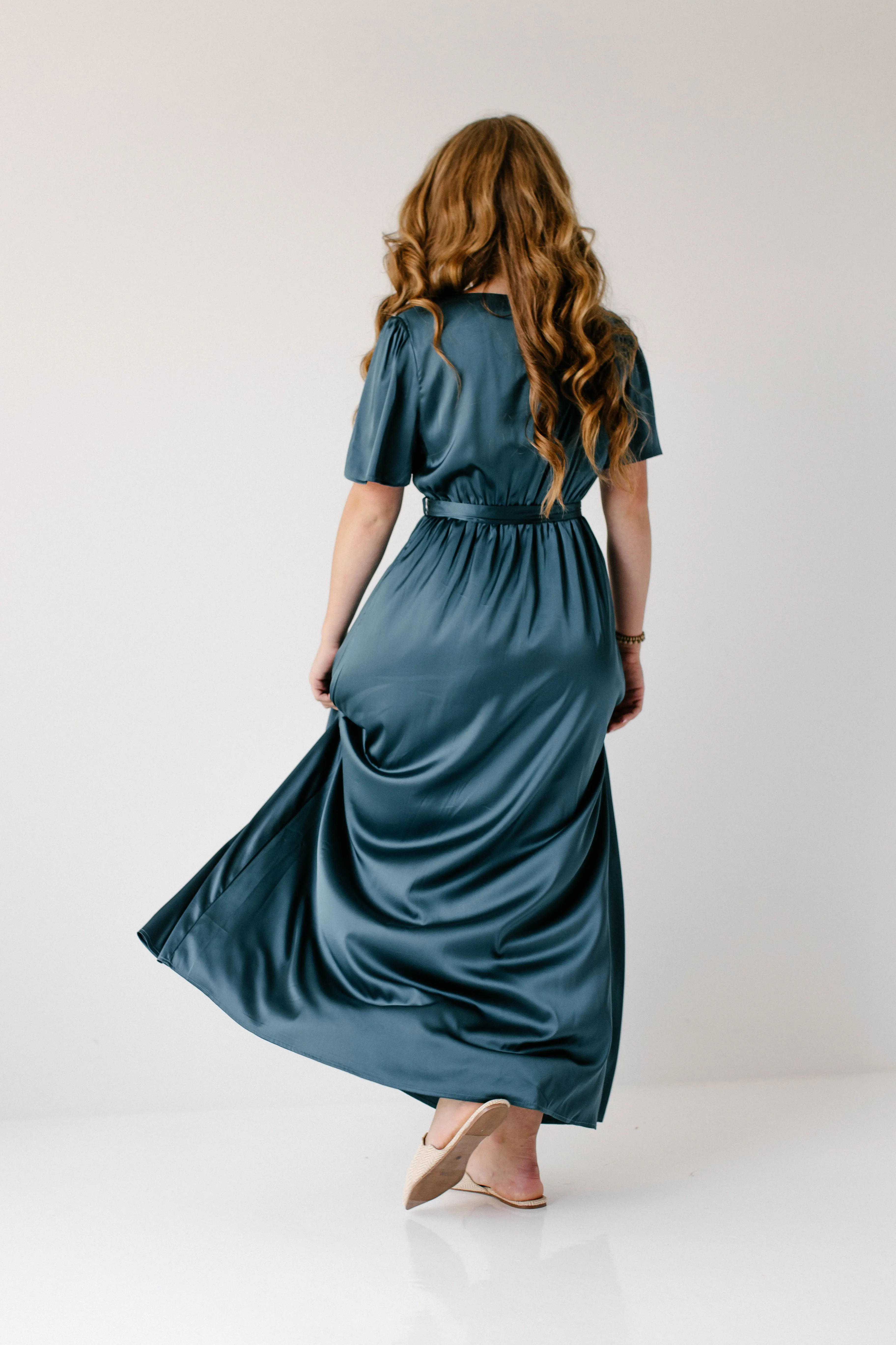 'Estelle' V-Neck Satin Maxi Dress FINAL SALE