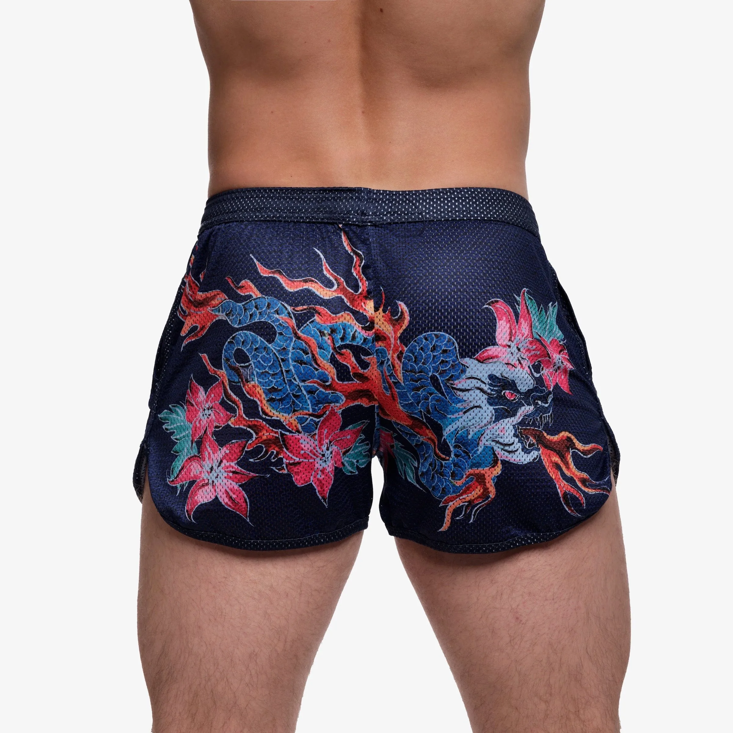 Fire Breathing Dragon Mesh Short Blue