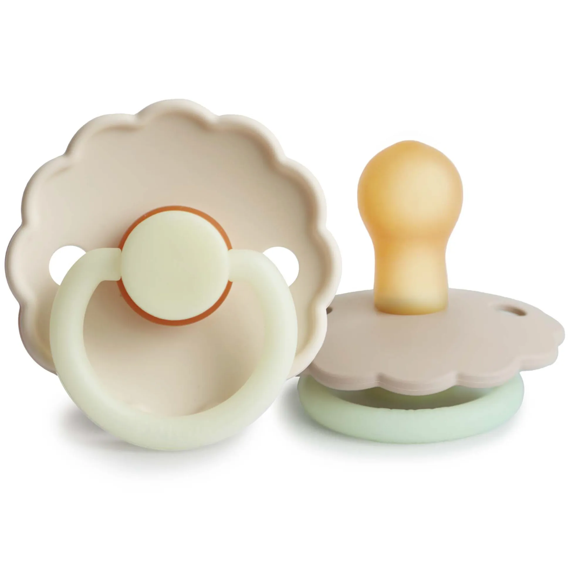 FRIGG Daisy Latex Baby Pacifier 2-Pack Cream Night/French Gray Night