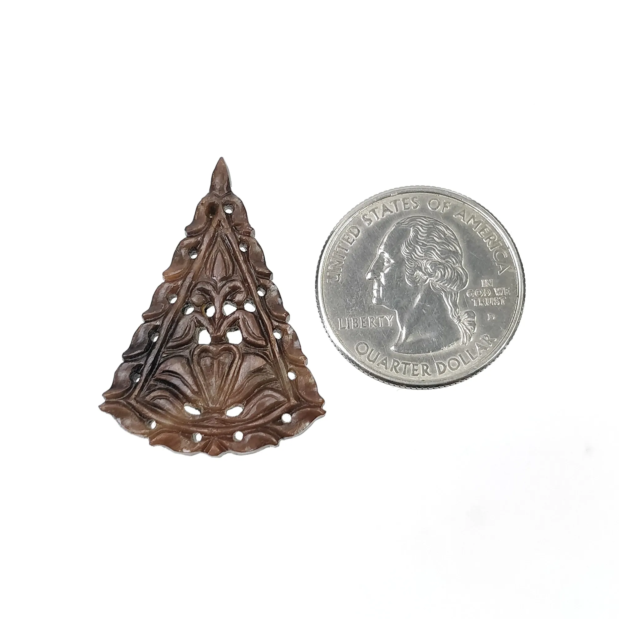 GOLDEN BROWN Chocolate SAPPHIRE Gemstone Carving : 22.31cts Natural Untreated Sapphire Gemstone Hand Carved Triangle 36*26mm 1Pc For Pendant (With Video)