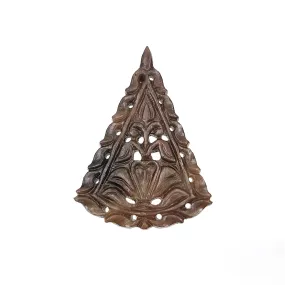 GOLDEN BROWN Chocolate SAPPHIRE Gemstone Carving : 22.31cts Natural Untreated Sapphire Gemstone Hand Carved Triangle 36*26mm 1Pc For Pendant (With Video)