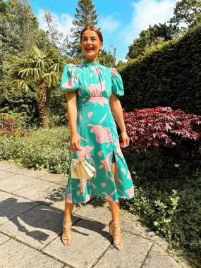 Got The Flower - Green Blush Floral Print Midi Dress