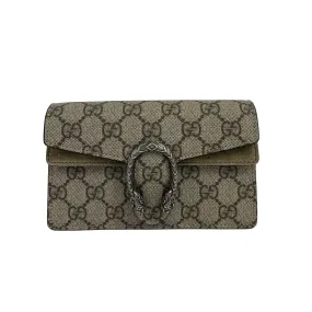 Gucci - Dionysus GG Supreme Super Mini Bag - Brown / Silver Chain Crossbody