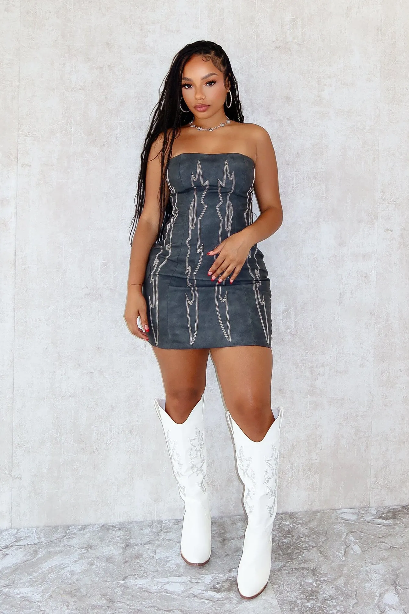 Hear Me PU Western Mini Dress