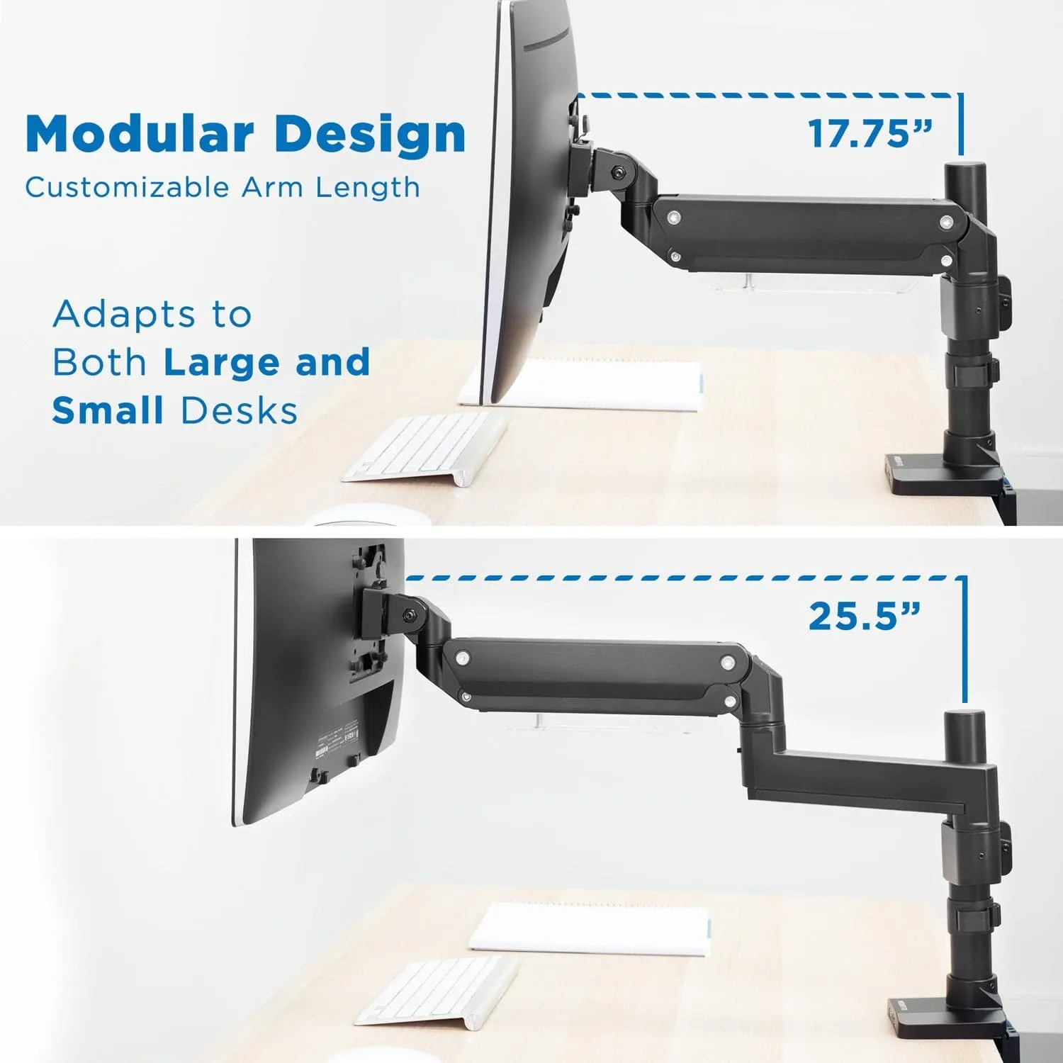 Heavy Duty Monitor Desk Mount w/ USB & Multimedia Ports