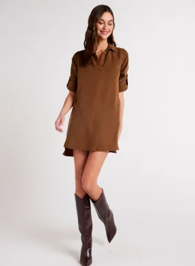 Long Sleeve A-Line Shirt Dress - Twilight Gold