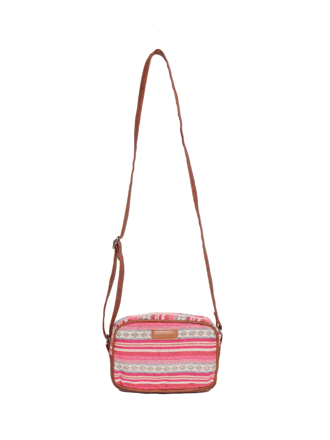 Pink Color Cotton Womens Sling Bag Medium Size