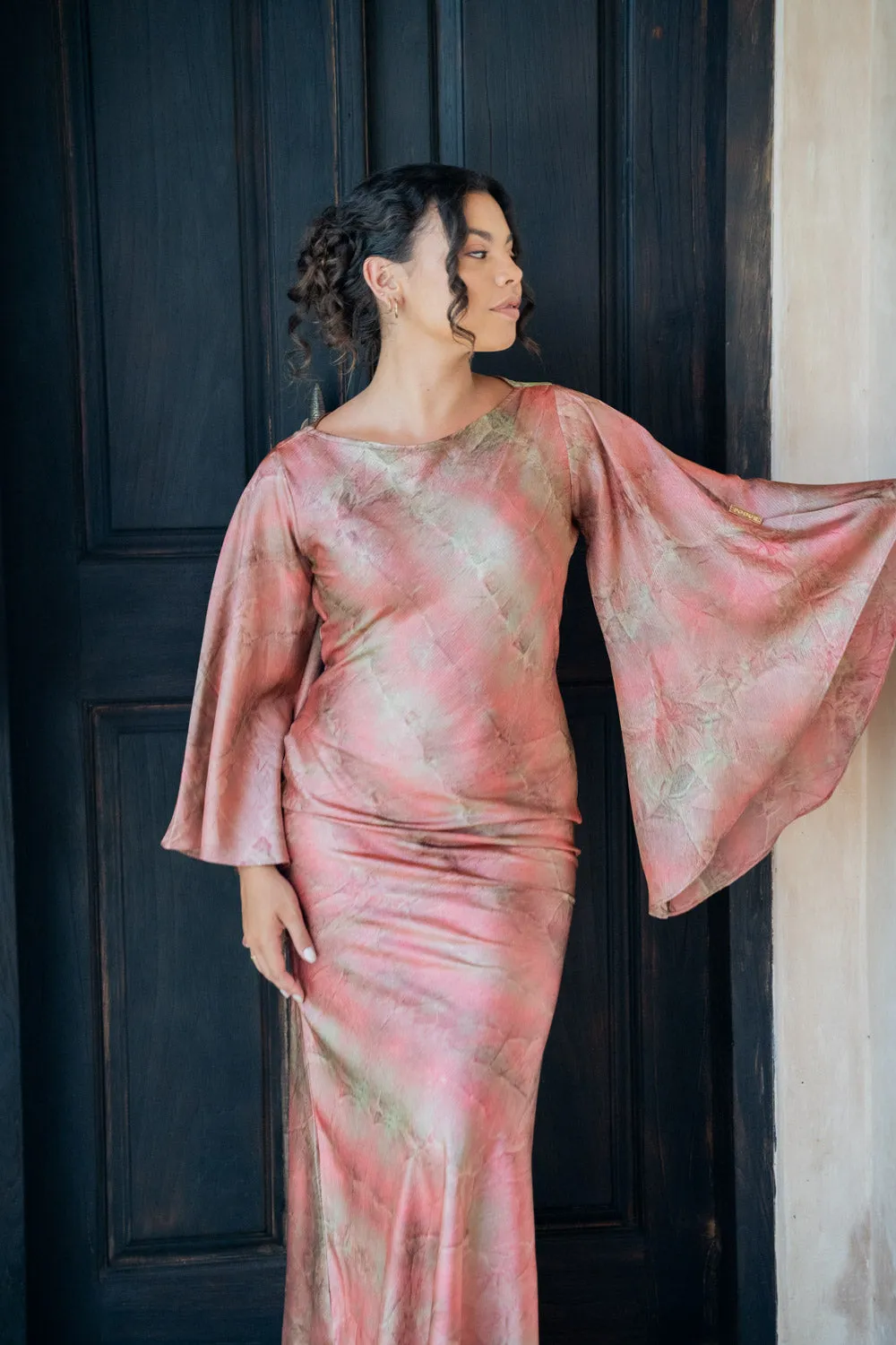 Roseate Silk Drapery Dress