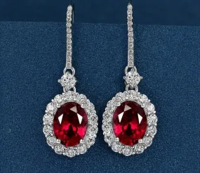 Ruby Drop 925 Sterling Silver Earrings