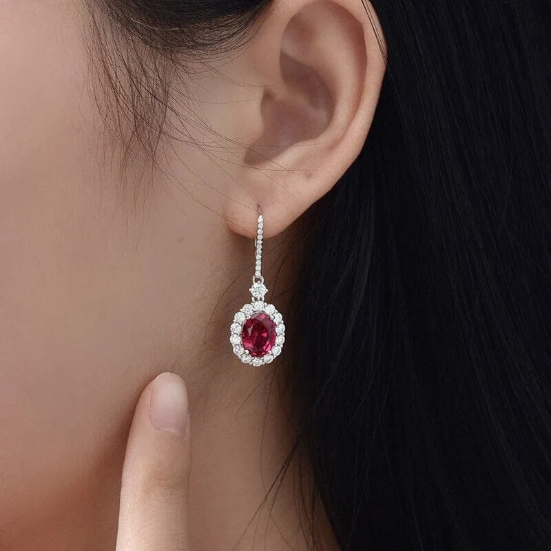 Ruby Drop 925 Sterling Silver Earrings