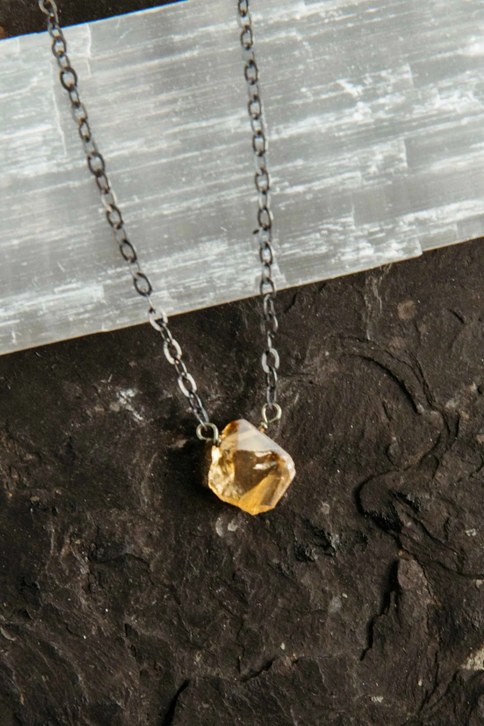 Sunshine After the Storm Citrine Silver Necklace