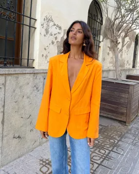 Tatiyana Linen Blazer In Orange